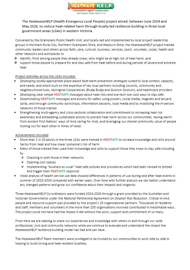 Heatwave Help information page