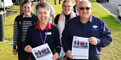 Tony starts the heart walk Image